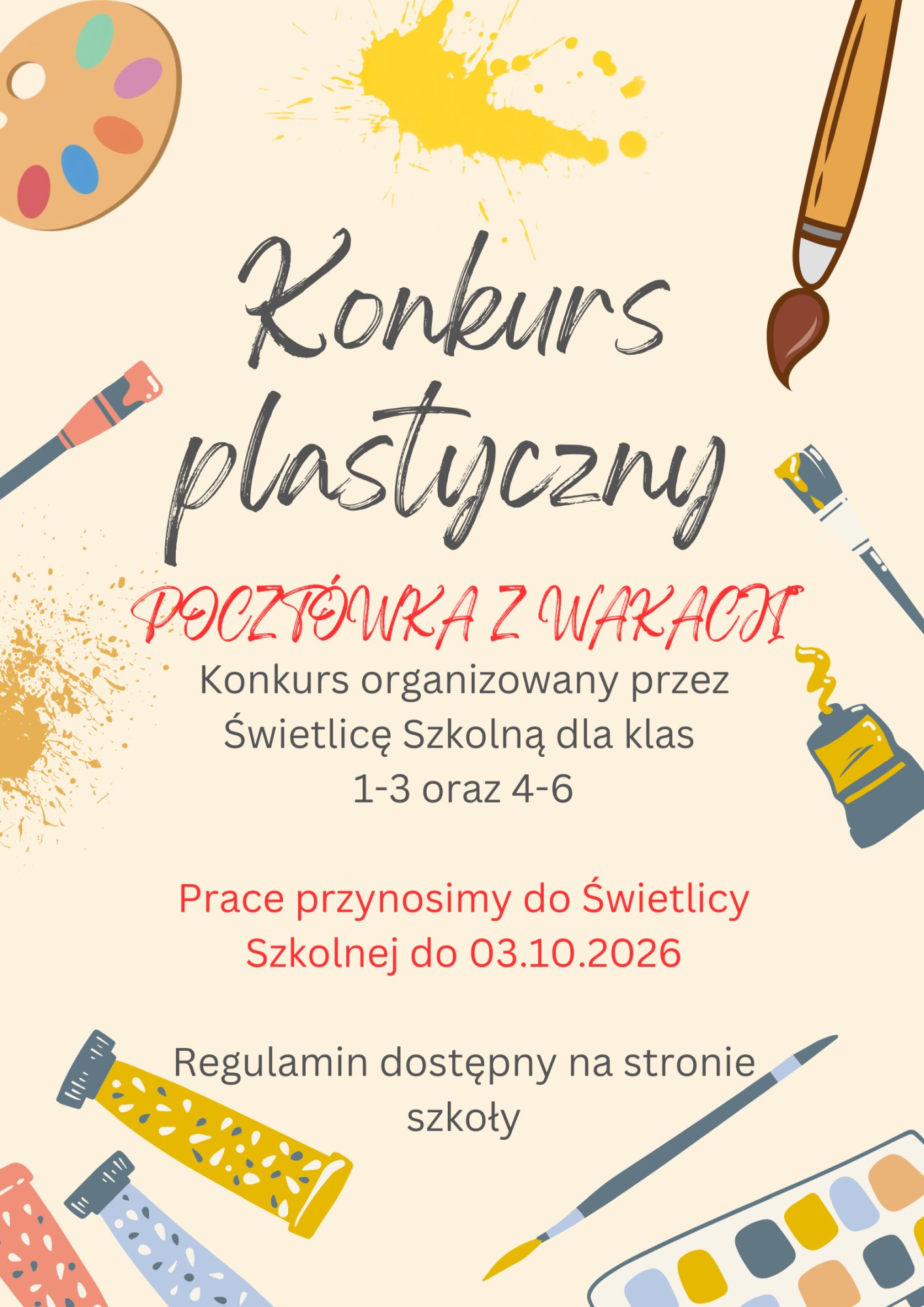 Szkolny konkurs plastyczny pt. Pocztówka z Wakacji